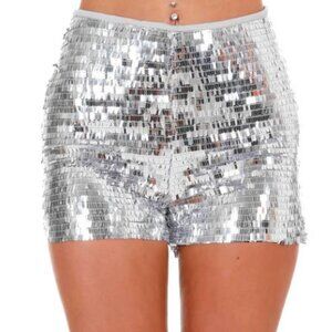 BLUE B star studded sequin shorts in silver y2k retro